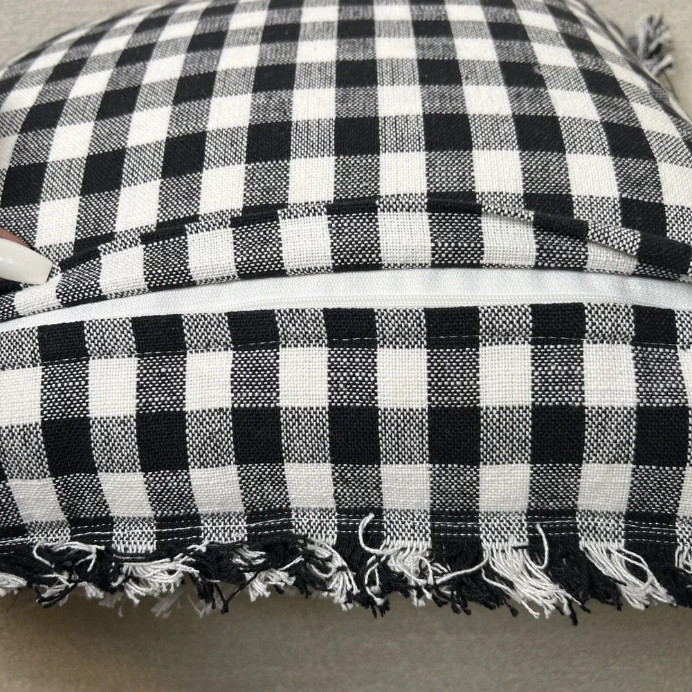 Christmas‎ Pillow Truck Black White Checkered Back 20 x 20 Holiday Decorative